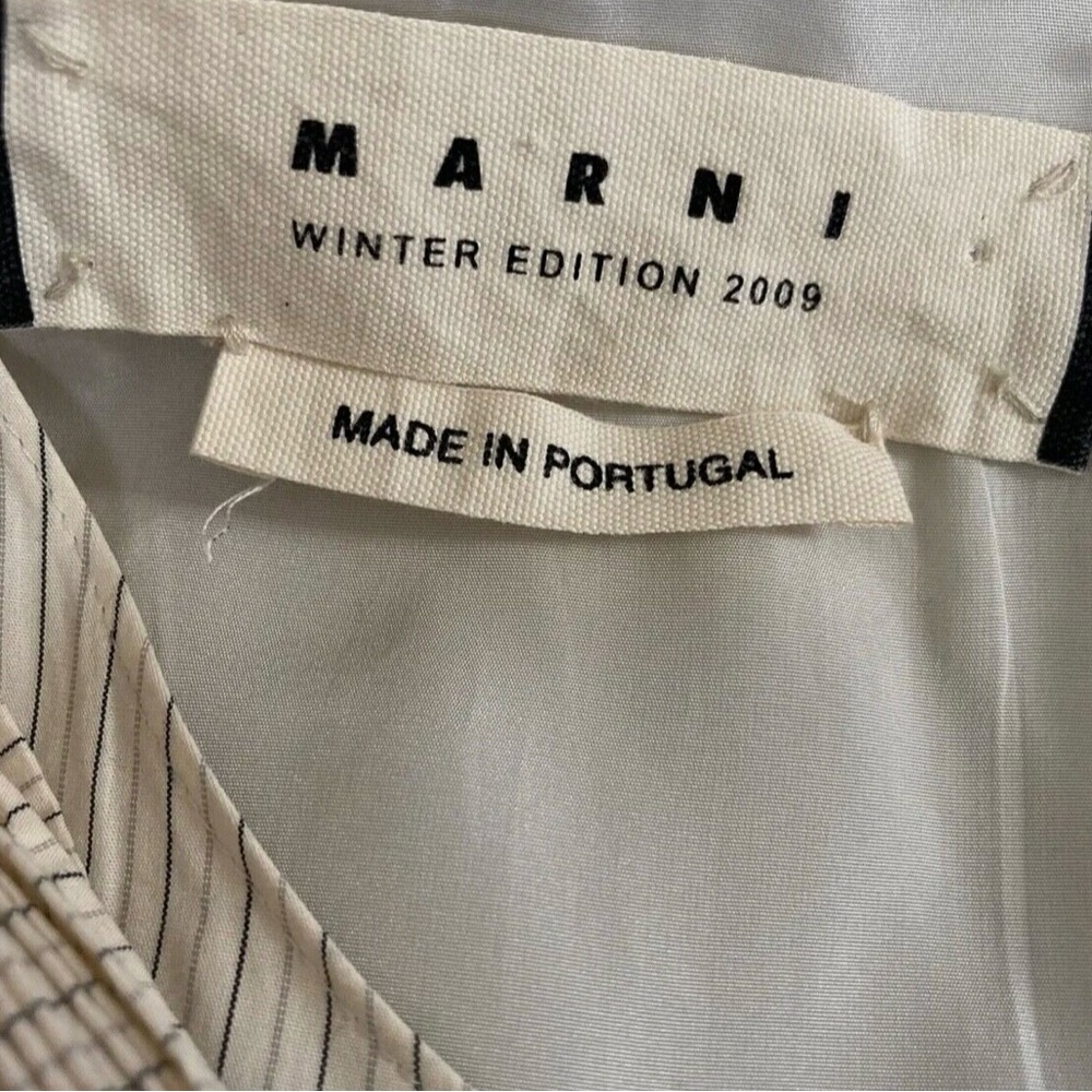 Marni Blouse Womens Size Medium 38EU Bow Striped Top Beige Sleeveless Cotton - Picture 3 of 7